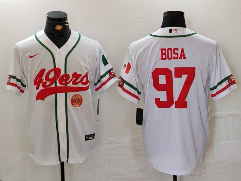 Men San Francisco 49ers #97 Bosa White Joint Name 2024 Nike Limited NFL Jersey style 3->san francisco 49ers->NFL Jersey